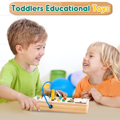 Tablero Montessori Sensorial Busy Board Paneles Sensoriales LED Madera Pequeños Motricidad Botones Juguetes Montessori Activity Habilidades BáSicas Educativos Sensoriales Juegos Viaje 1 2 3 4 5 Años