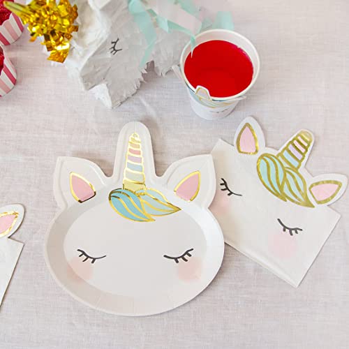 Talking Tables Unicorn Face Platos de Papel con Forma de Unicornio, Paquete de 8