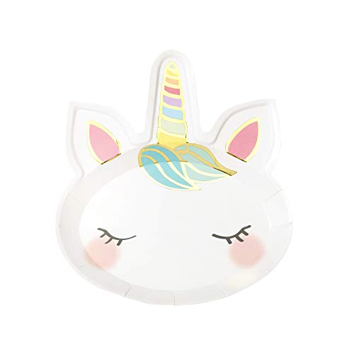 Talking Tables Unicorn Face Platos de Papel con Forma de Unicornio, Paquete de 8