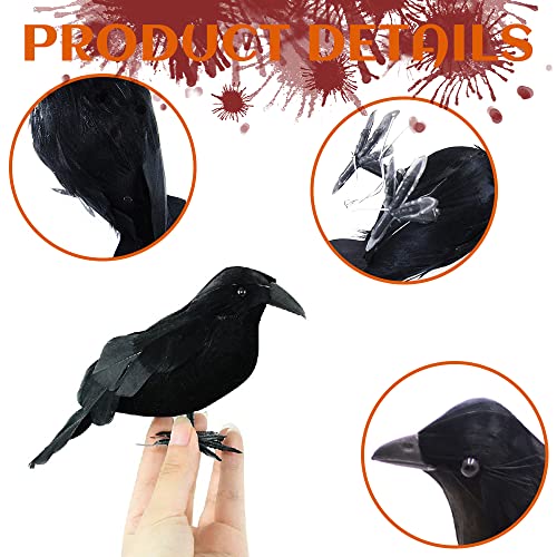 Taozoey 6 Piezas de Halloween Cuervo Prop, Cuervo Prop, Cuervo de Aspecto Realista, Cuervos de Plumas Negras, Cuervo Prop Negro Decoración para Fiesta Spooky Decoración para el Hogar