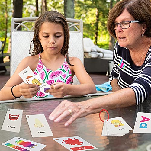 Tarjetas Flash para Niños, Cartas Alfabeto Tarjetas Didácticas de Abecedario Niños Primeras Palabras Bebés Barajas Educativas en Inglés Montessori English Alphabet Flashcards Al Azar