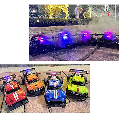 TCRAZY Coche RC 1/16 con Luces de Colores y Spray, camión RC con Carga de Deriva de Alta Velocidad 4WD, vehículo RC con Control Remoto eléctrico de aleación 2.4G, Regalo de cumpleaños de Navidad pa