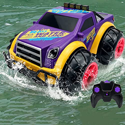 TCRAZY Coche RC para niños, Coche de Control Remoto Impermeable, Barco de Control Remoto Todo Terreno a Escala 1/14, Camiones Monstruo Todoterreno 4WD de 2,4 GHz, más de 30 Minutos de Tiempo de jue