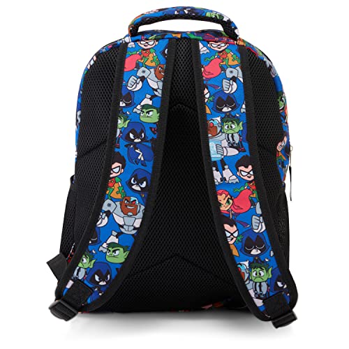 Teen Titans Go! Allover Mochila – Beast Boy, Raven, Cybord, Robin y Silkie – Teen Titans Go! Mochila escolar, Azul, Talla única