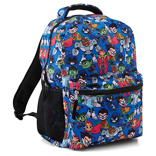 Teen Titans Go! Allover Mochila – Beast Boy, Raven, Cybord, Robin y Silkie – Teen Titans Go! Mochila escolar, Azul, Talla única