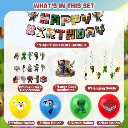 Temática De Juego Decoración De Cumpleaños, decoración de fiesta de cumpleaños,decoración de cumpleaños infantil,decoración de cumpleaños de miner gamer para Tema, Fiesta, Cumpleaños (2)