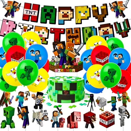 Temática De Juego Decoración De Cumpleaños, decoración de fiesta de cumpleaños,decoración de cumpleaños infantil,decoración de cumpleaños de miner gamer para Tema, Fiesta, Cumpleaños (2)