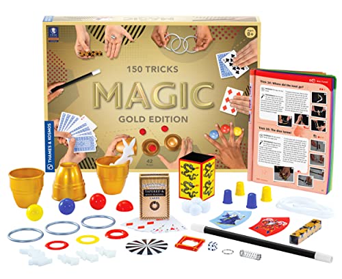 Thames & Kosmos , 698232, Magic: Gold Edition, 150 Tricks, Blow Your Friends and Family Away with These Amazing Magic Tricks, 42 Props, Ages 8+