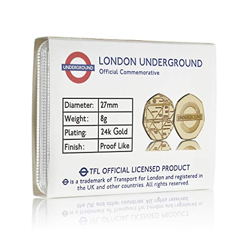 The Commemorative Coin Company Conmemorativo de oro de 24 quilates con licencia oficial de Londres bajo tierra. Metro, tubo, tren, TFL. Transporte para Londres