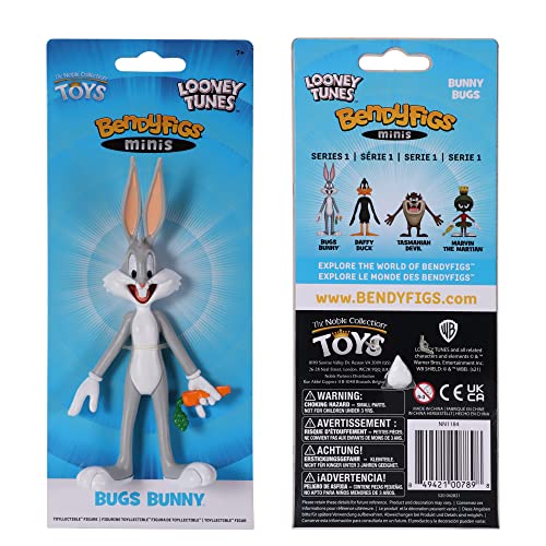 The Noble Collection Looney Tunes Mini Bendyfigs Bugs Bunny – 5.75 Pulgadas (14.5 cm) Noble Toys Miniatura Bendyfigs Figuras de muñeca Posable