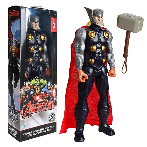 Thor Figura, Thor Marvel Avengers Titan Hero Series Juguetes, Titan Hero Serie Thor Action Figur, Figura de Acción de 30 cm del Superhéroe para Niños de 4 Años (Thor)