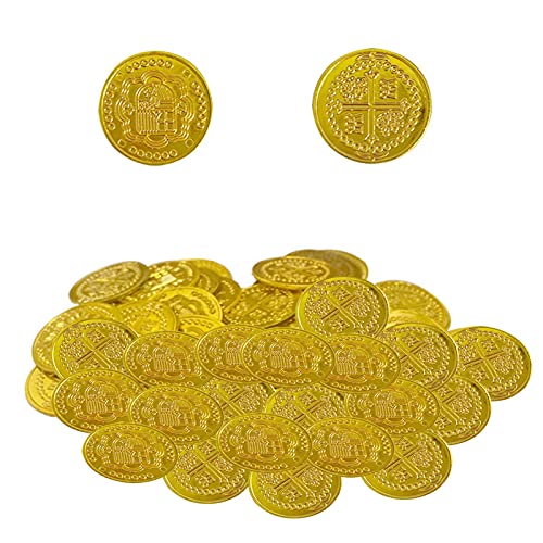 thorityau Treasure Hunt Fake Coin - 100 Piezas Pirate Treasure Hunt Monedas Juguetes, Kids PP Pirate Coins para Jugar Favor Party Supplies, Treasure Hunt Game