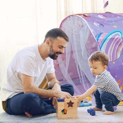 Tienda de campaña para niños, cama de ensueño sólida para niños, espaciosa y mágica casa de juegos con doble cortina de red y bolsa de transporte para decoración de dormitorio, juegos de interior, Pow