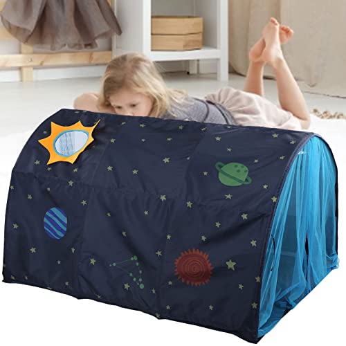 Tienda de Juegos para niños, Linda Tienda de campaña con Cama de Dibujos Animados, túnel para Gatear, casa de Juegos, rincón Tranquilo para Interiores y Exteriores para bebés, 140 x 10(Azul)