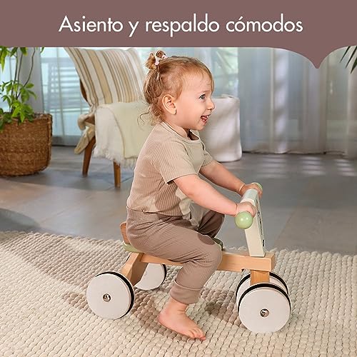 Tiny Love Triciclo de Madera de Equilibrio para Bebés, Ruedas Recubiertas de Goma, Fomenta las Habilidades Motoras, el Desarrollo Cognitivo, Cómodo Diseño Natural, 18 a 36 Meses, Boho Chic