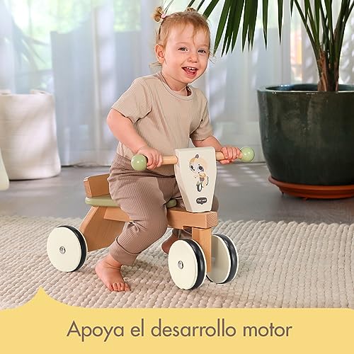 Tiny Love Triciclo de Madera de Equilibrio para Bebés, Ruedas Recubiertas de Goma, Fomenta las Habilidades Motoras, el Desarrollo Cognitivo, Cómodo Diseño Natural, 18 a 36 Meses, Boho Chic