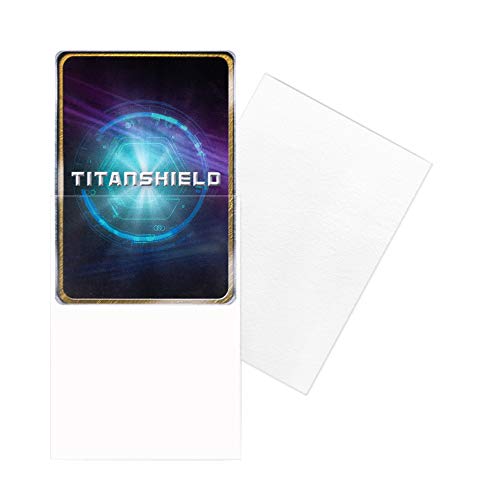 TitanShield 150 fundas, color blanco compatible con juegos de mesa de tamaño estándar, MTG Magic The Gathering, Pokemon, Lorcana y fundas protectoras de cartas coleccionables 2.5 x 3.5 pulgadas, 66 x