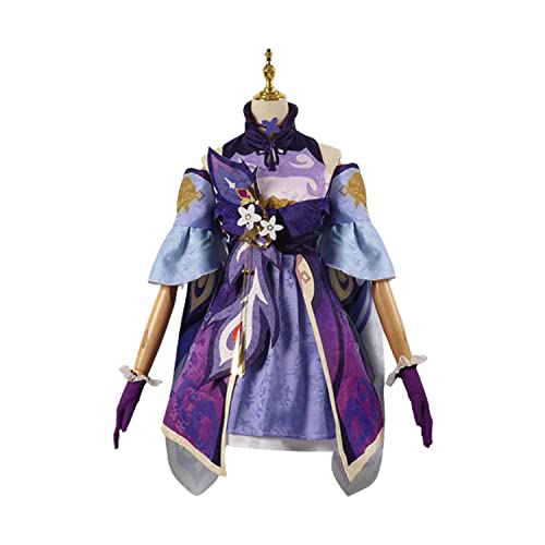 Tjmiaohao Genshin Impact Keqing Cosplay Traje Personajes del juego Hutao Raiden Shogun Uniforme Conjunto completo Mujeres Niñas Fiesta de Halloween Traje de vestir con peluca (XL)