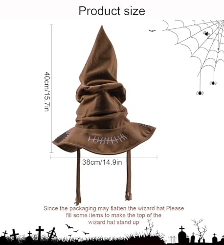 Tkcumwcz Sorting Hat Harry, Sombrero Potter, Sombrero Seleccionador Harry, Sombrero de Bruja, Sombrero de Mago, Wizard Sombrero Accesorio de Cosplay de Disfraz de Fiesta, Marrón