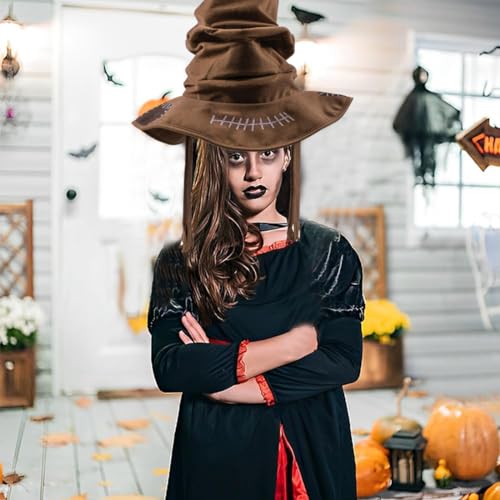 Tkcumwcz Sorting Hat Harry, Sombrero Potter, Sombrero Seleccionador Harry, Sombrero de Bruja, Sombrero de Mago, Wizard Sombrero Accesorio de Cosplay de Disfraz de Fiesta, Marrón