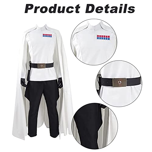 Tlarsun Disfraz de Orson Krennic para adultos, conjunto completo de capa blanca, disfraz de Halloween de lujo