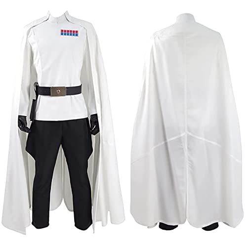 Tlarsun Disfraz de Orson Krennic para adultos, conjunto completo de capa blanca, disfraz de Halloween de lujo