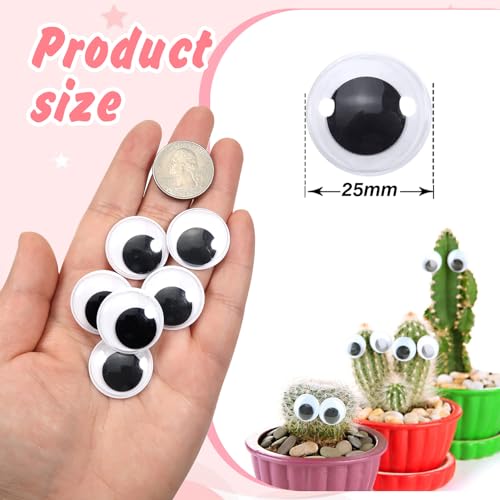 TOAOB 70 Piezas 25 mm Adhesivos Ojos Móviles Blanco Negro de Plástico Redondo Autoadhesivo Wiggle Eyes Utilizados para Manualidades de Scrapbooking Accesorios