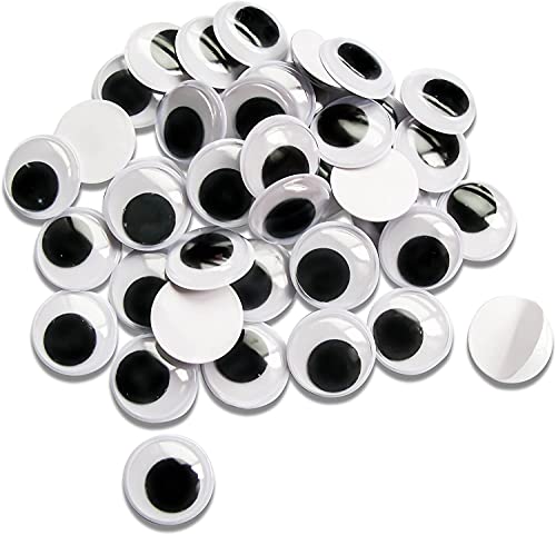 TOAOB 70 Piezas 25 mm Adhesivos Ojos Móviles Blanco Negro de Plástico Redondo Autoadhesivo Wiggle Eyes Utilizados para Manualidades de Scrapbooking Accesorios