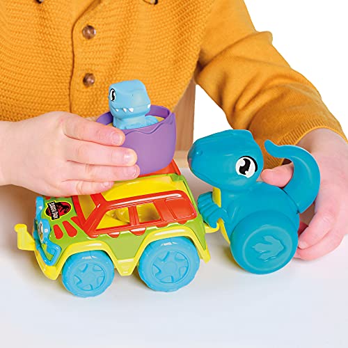 Toomies E73251 Tomy Chase & Roll Raptors, Push-Along, Dinosaur Children, Jurassic World, Educational Colours and Sound, Toy for Baby Boys & Girls 12 Months+, Multicoloured