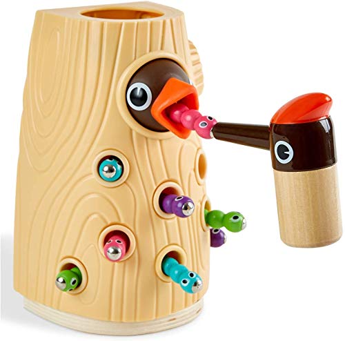 Top BRIGHT - Juego magnético para niño y niña de 2 años, juguete Montessori de 1 año con motricidad fina para regalo de cumpleaños infantil de 3 años, juego de pic para alimentar con insectos
