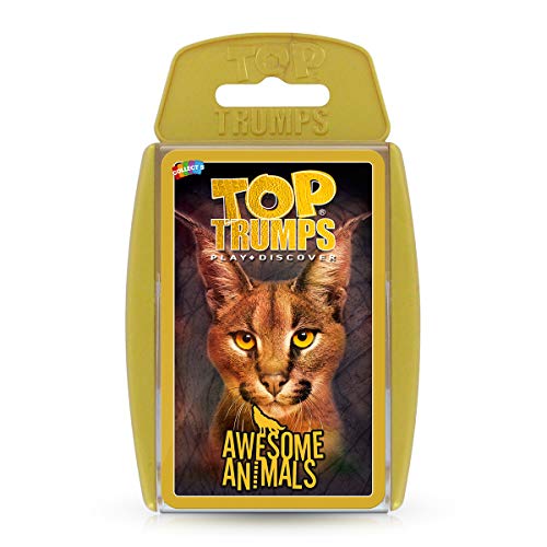 Top Trumps Impresionante juego de cartas clásicos de animales, descubre lo lindo que es el leopardo de las nieves y lo grande que es el rinoceronte negro, el juego de cartas educativo para 2 jugadores