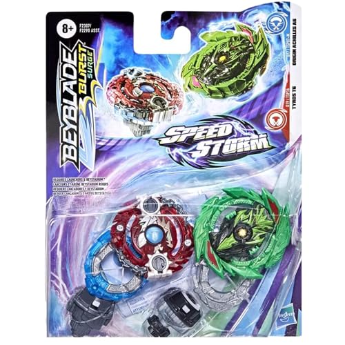 Toptoys2u Bargain Bundles Bey-Blade Burst Surge Speed Storm Bundle - Beystadium rojo y 3 paquetes dobles Speed Storm Bey-Blades