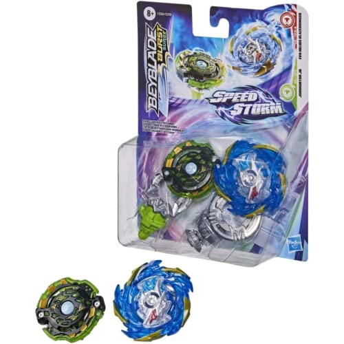 Toptoys2u Bargain Bundles Bey-Blade Burst Surge Speedstorm - Evo Helios Blazebringer, Jormuntor J6 & Origin Aquiles A6, Tyros T6 - Paquete doble de gran valor - Contiene 4 Bey-Blades