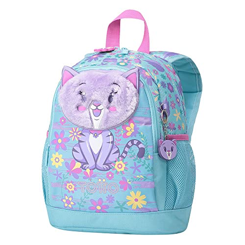 TOTTO Mochila escolar pequeña de gatita y flores - Tropyglam TAMAÑO PEQUEÑO