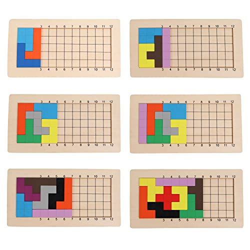 TOWO Rompecabezas de Madera Pentominoes Tangram Juegos de Mente para niños Adultos - Juego de Mesa Familiar de Juguetes de Madera Durante 6 años - Smart Math Games Brainteaser Puzzle IQ