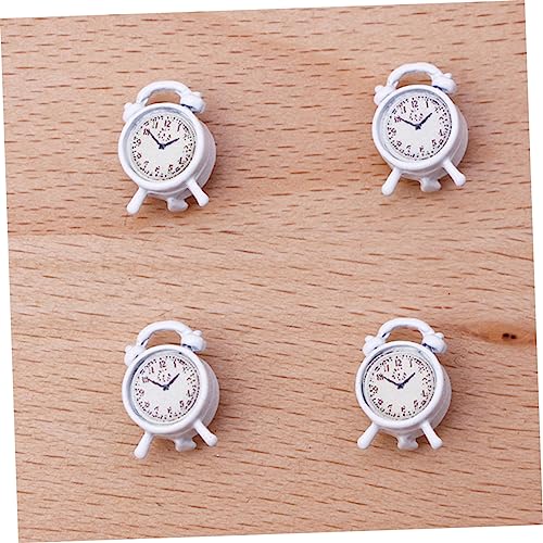 TOYANDONA 2 Piezas Mini Despertador Pequeño Adorno Escena Muebles De Juguete Reloj Despertador Antiguo Decoración Niños Relojes Mini Reloj Ob11 Productos Domésticos Blanco Miniatura Aleación