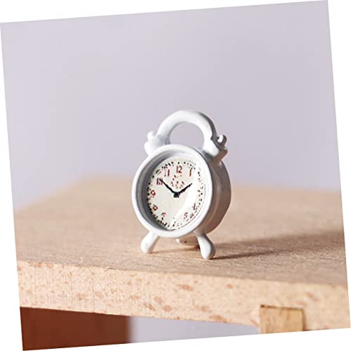 TOYANDONA 2 Piezas Mini Despertador Pequeño Adorno Escena Muebles De Juguete Reloj Despertador Antiguo Decoración Niños Relojes Mini Reloj Ob11 Productos Domésticos Blanco Miniatura Aleación