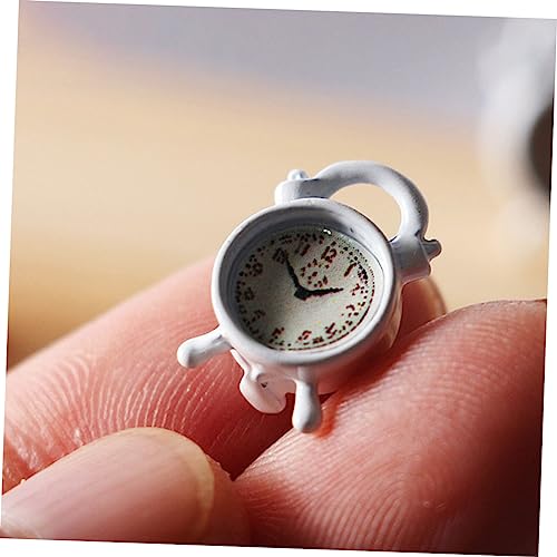 TOYANDONA 2 Piezas Mini Despertador Pequeño Adorno Escena Muebles De Juguete Reloj Despertador Antiguo Decoración Niños Relojes Mini Reloj Ob11 Productos Domésticos Blanco Miniatura Aleación