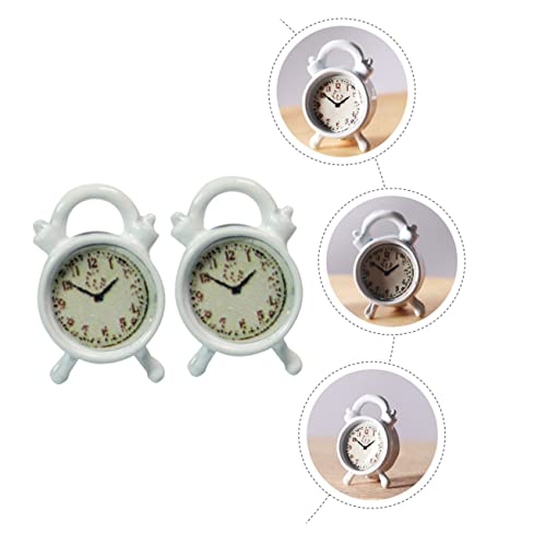 TOYANDONA 4 Piezas Mini Despertador Niños Relojes Modelos De Electrodomésticos En Miniatura Reloj Despertador En Miniatura Reloj Despertador Antiguo Estatuilla Aleación Ob11 Blanco Metal