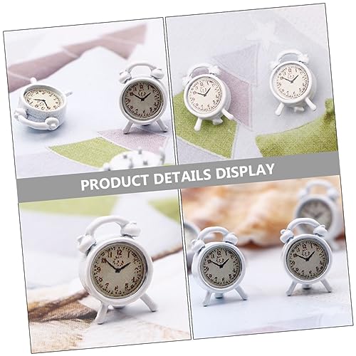 TOYANDONA 4 Piezas Mini Despertador Niños Relojes Modelos De Electrodomésticos En Miniatura Reloj Despertador En Miniatura Reloj Despertador Antiguo Estatuilla Aleación Ob11 Blanco Metal