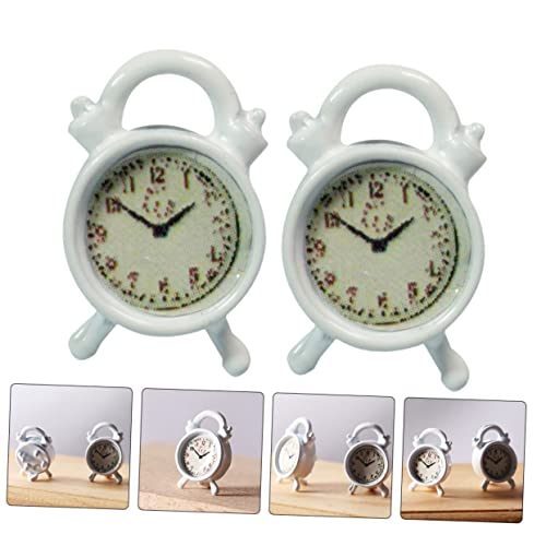 TOYANDONA 4 Piezas Mini Despertador Niños Relojes Modelos De Electrodomésticos En Miniatura Reloj Despertador En Miniatura Reloj Despertador Antiguo Estatuilla Aleación Ob11 Blanco Metal