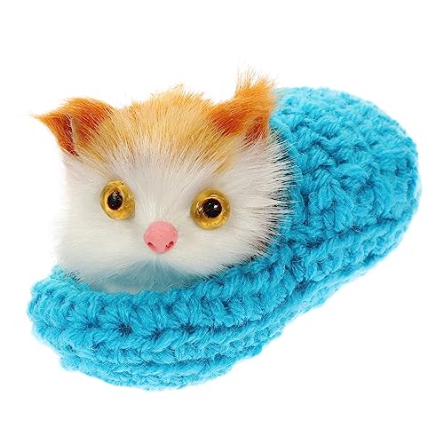 TOYANDONA Adornos De Gato Pequeños Juguetes para Dormir En Casa Juguetes De Gato De Peluche Zapatillas De Felpa Animales para Niños Mini Animales De Peluche Adorno De Gato Adorable Juguete