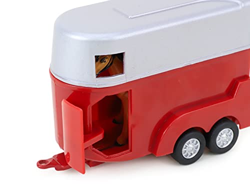 Toyland® Landrover - Modelo de juguete con caja para caballos (incluye 2 caballos), metal fundido a presión, vehículos agrícolas, color rojo