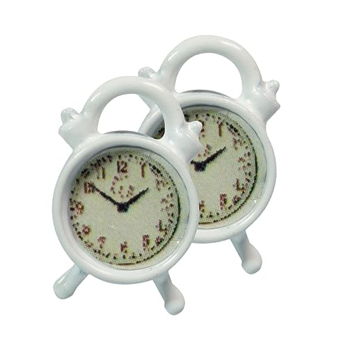 Toyvian 2 Piezas Mini Despertador Pequeño Adorno Despertador En Miniatura Decoración Muebles De Juguete Escena Reloj Despertador Antiguo De Simulación Metal Niño Aleación Blanco