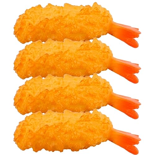 Toyvian 4 Piezas Tempura Simulada Modelo Tempura Accesorios De Gambas Tempura Receta Tempura De Gambas Carne Simulada Mezcla Tempura Cloruro De Polivinilo Niño Frito Pretender