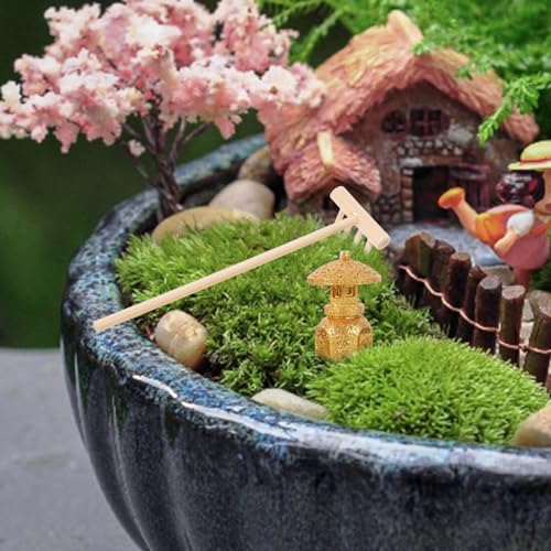 Toyvian Jardín Zen Kit para Decoración De Escritorio Mini Estatua De Pagoda Mini Jardín Zen Rastrillo De Arena Mini Japonés Figuras De Jardín De Hadas Decoración Asiática para Jardín Zen