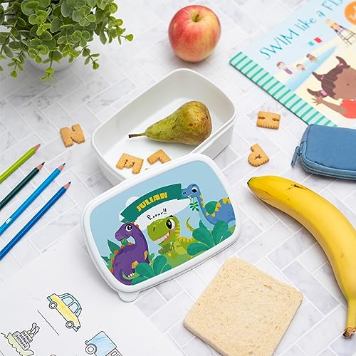 Transparent Gift Fiambrera Infantil Personalizada Parque Jurásico con Nombre. Tupper para Niños y Niñas porta Bocadillos, Merienda para Colegio Guardería. Caja almuerzo con tapa Vuelta al Cole