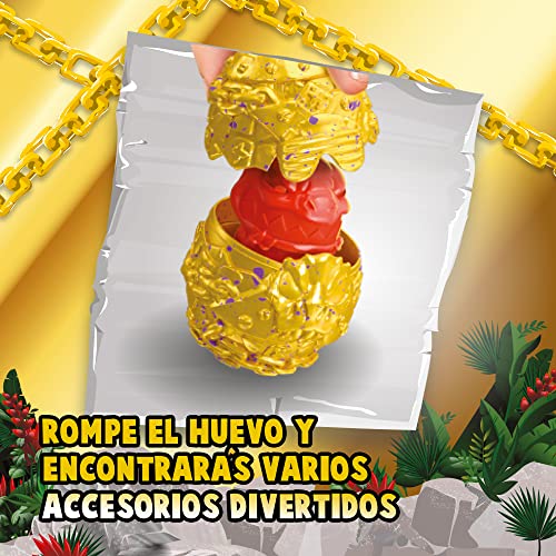 Treasure X - Gold Hunter Serie 2, huevo de dinosaurio con 8 niveles de juego y accesorios; un juguete de dino coleccionable, slime, roca para excavar, envío aleatorio, +5 años, Famosa (TRR55000)