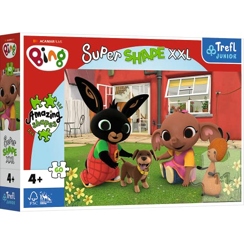 Trefl 60 XXL Super Shape-Formas Locas, Piezas Grandes, Colores con Personajes de Cuentos de Hadas Bing, a Partir de 4 años Puzzle, Jugar con el Perro, XX-Large (50013)