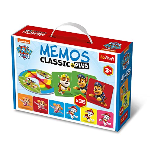 Trefl - Memos Clásico y Más, Paw Patrol - Juego Educativo De Memoria para Niños Pequeños, Encontrar Pares De Imágenes, Varias Variantes Divertidas, Escudo Aleatorio, para Niños A Partir De 3 Años